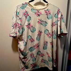 FREE PLANET pineapple hawaiian T shirt tee mens large